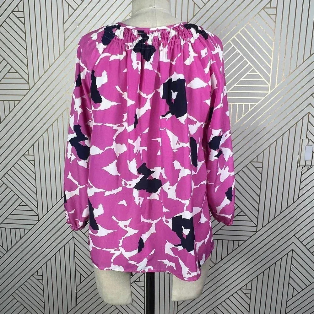 Yumi Kim Isi Fuschia‎ Petal Smocked Button Front Printed Blouse Print Size US XS - Image 8
