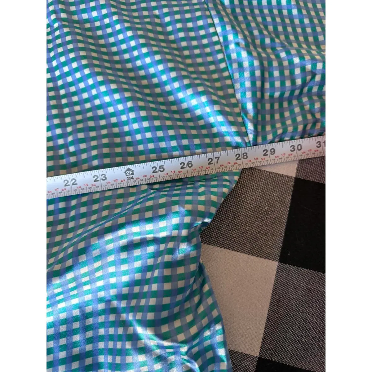 Cacique Women's Blue and Green Checkered Wrap in Size L - Image 5