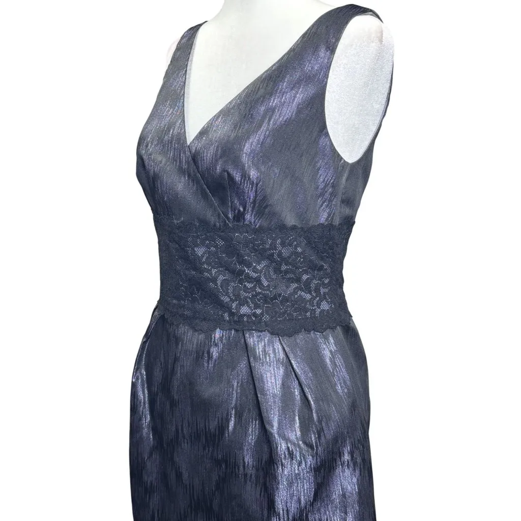 Maggy London Womens Dress Size 8 Lace Inset Metallic Brocade - Image 5