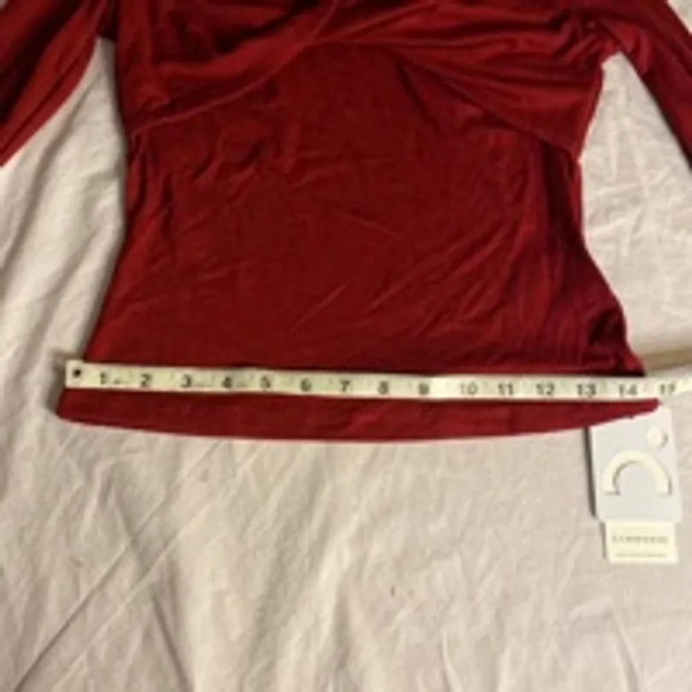 Cämmense Red Mesh Long Sleeve Twist Top Size Small NWT - Image 9