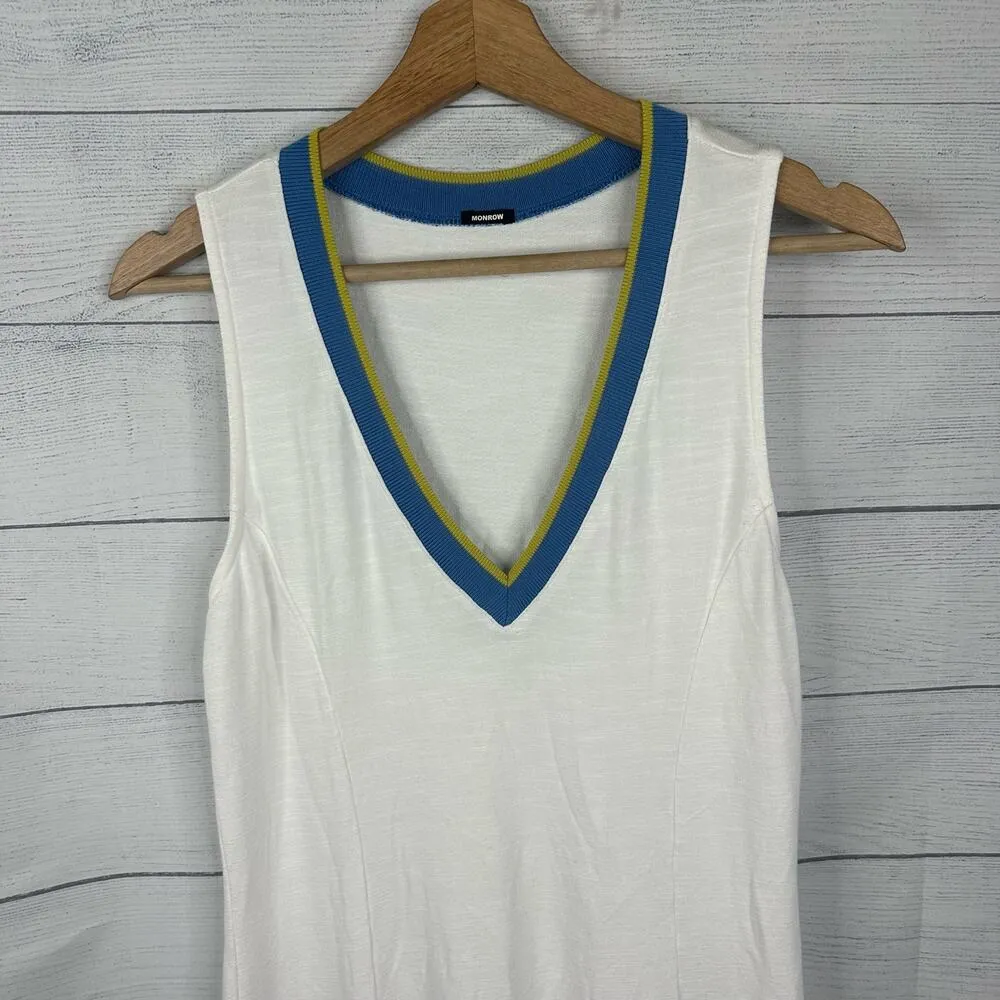 Monrow Womens size Small Pleated Sleeveless Tennis Dress V - Image 4