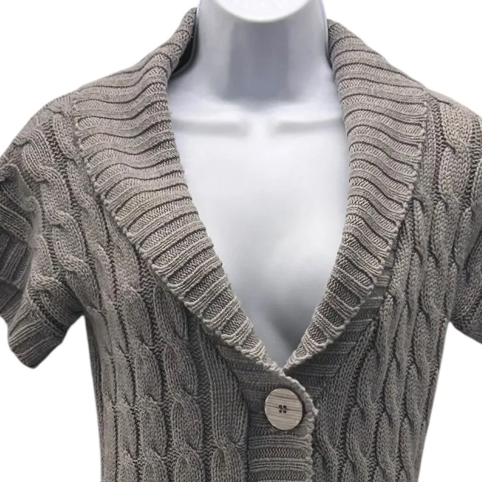 Wet Seal Y2K Cable Knit Cardigan Gray Medium - Image 3