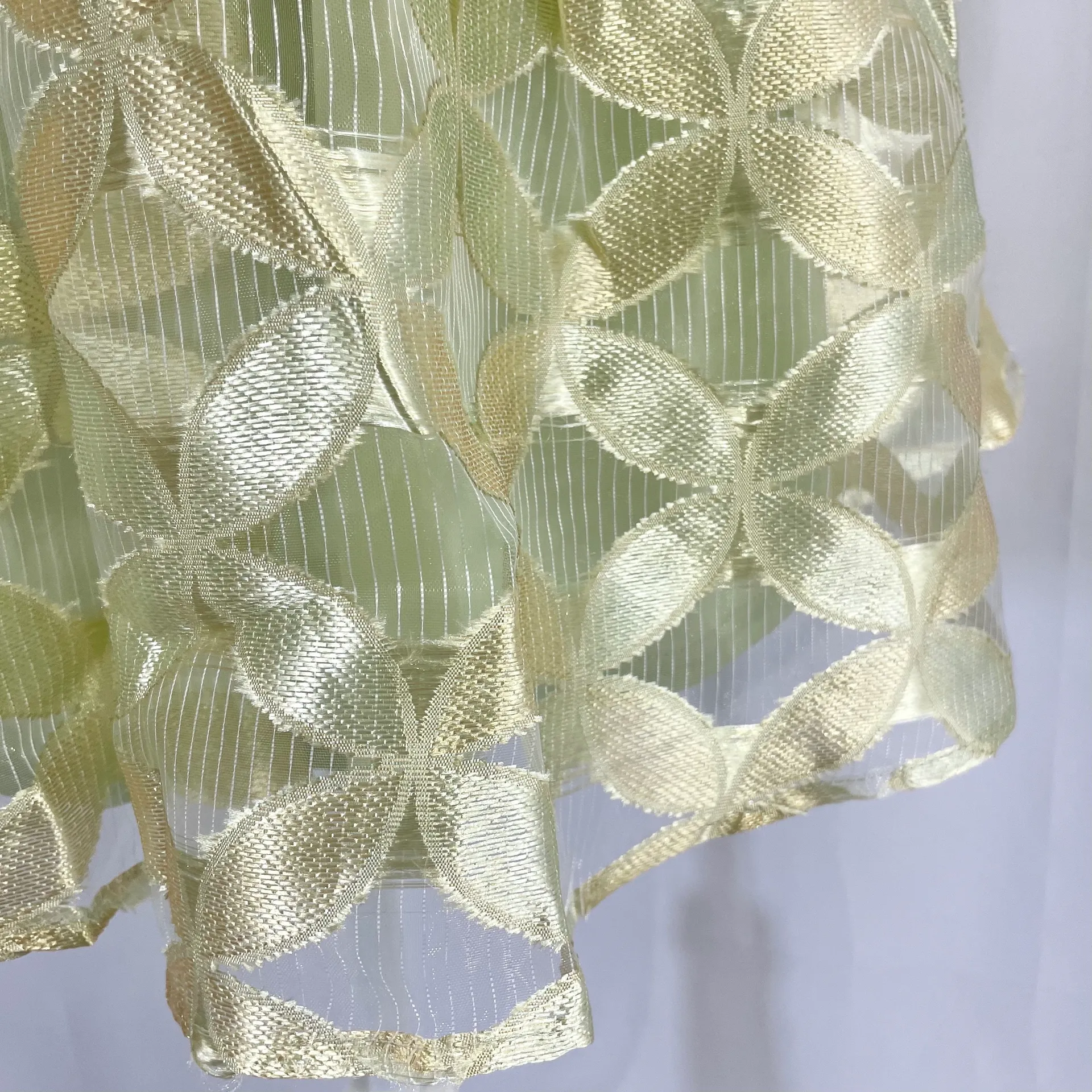 New LoveRiche Floral Embroidered Skirt Sheer Overlay Metallic Lime - Image 4