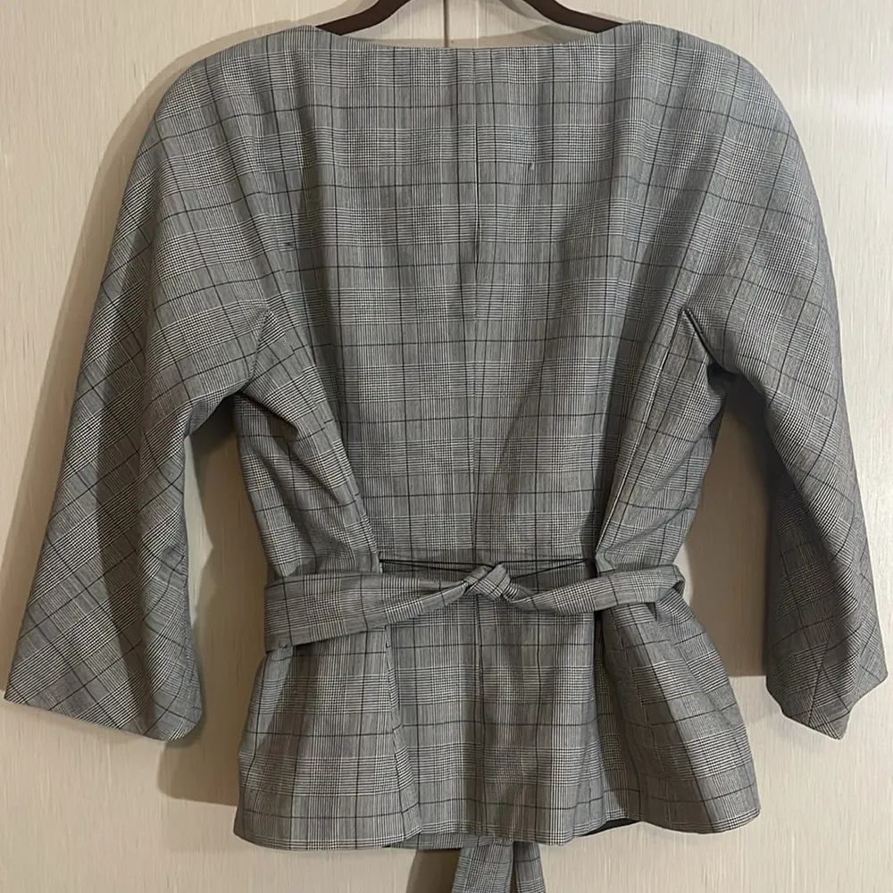 Ann taylor 10 checker plaid button down blazer pocket jacket - Image 6