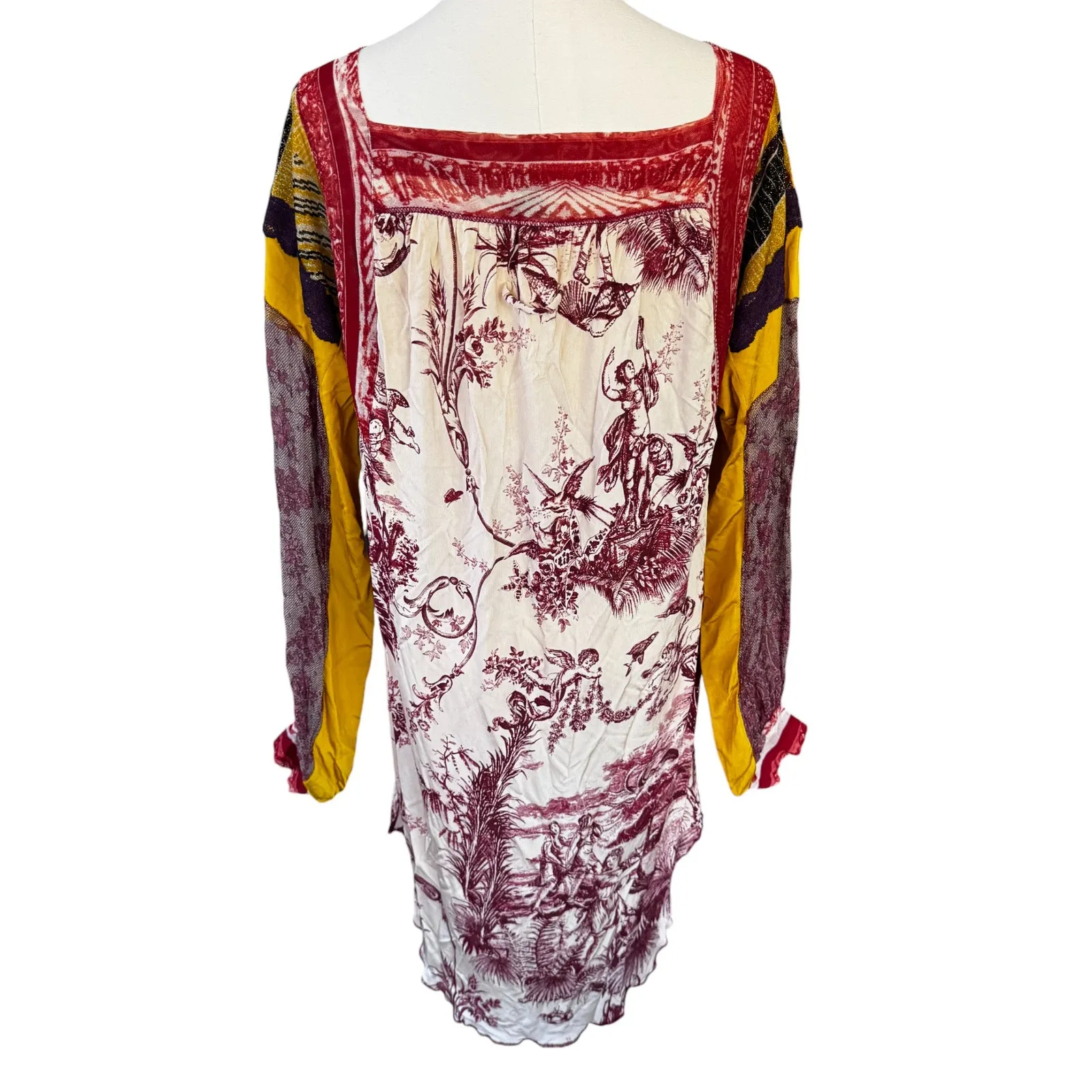 Jean Paul Gaultier Soleil Mixed Media Mesh‎ Panel Lace Detail Dress Size XL - Image 2