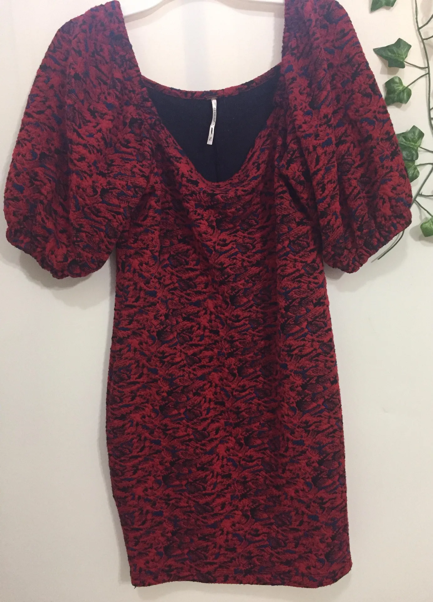 Red Sunset Puff Sleeve Mini Dress - Image 3