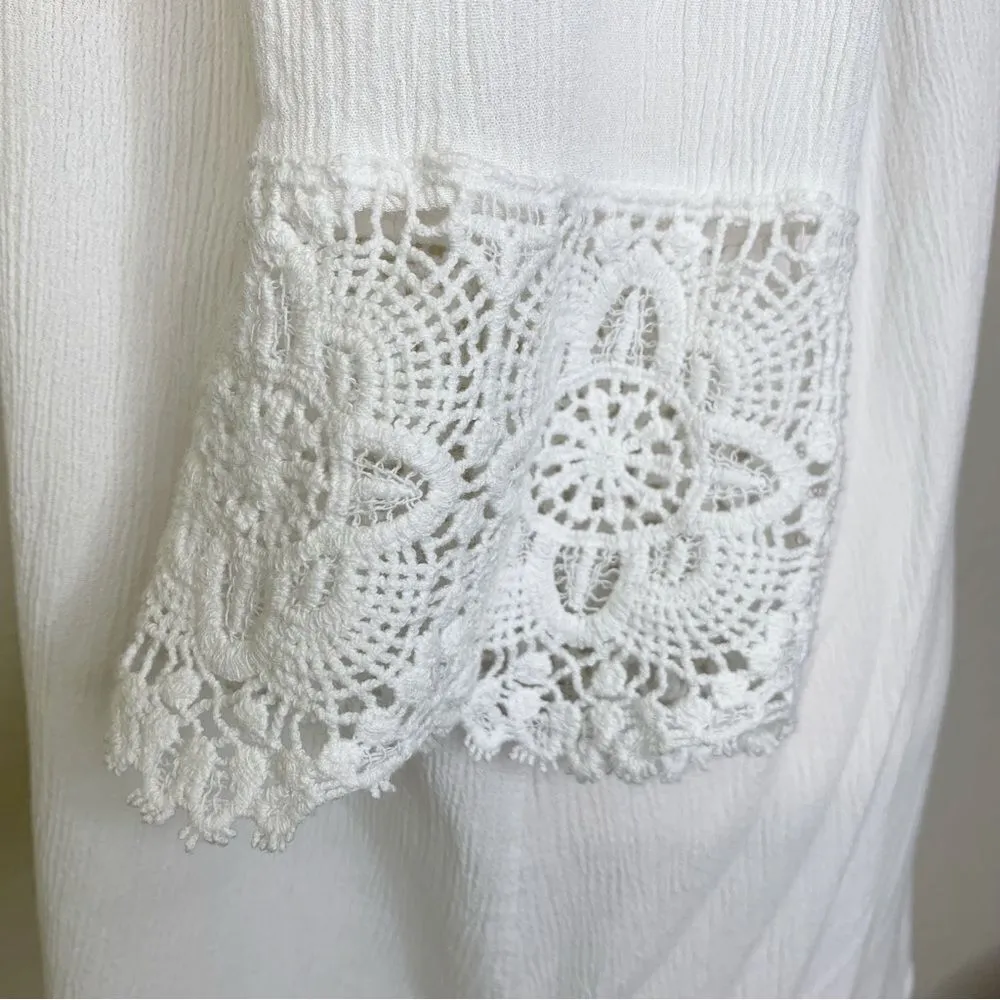 Chelsea & Theodore Flowy Gauze Off the Shoulder Top White Size M - Image 8