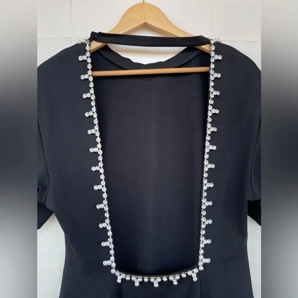 Area Black Screenprint Embellished Maxi Dress XL - Image 11