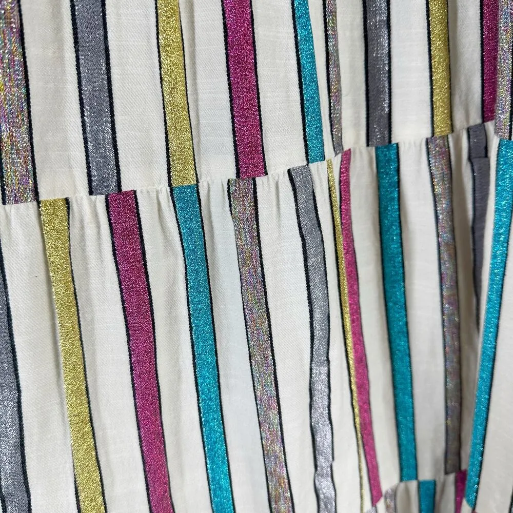 Ace & Jig Metallic Stripe Tiered Midi Dress Size XS - Image 5