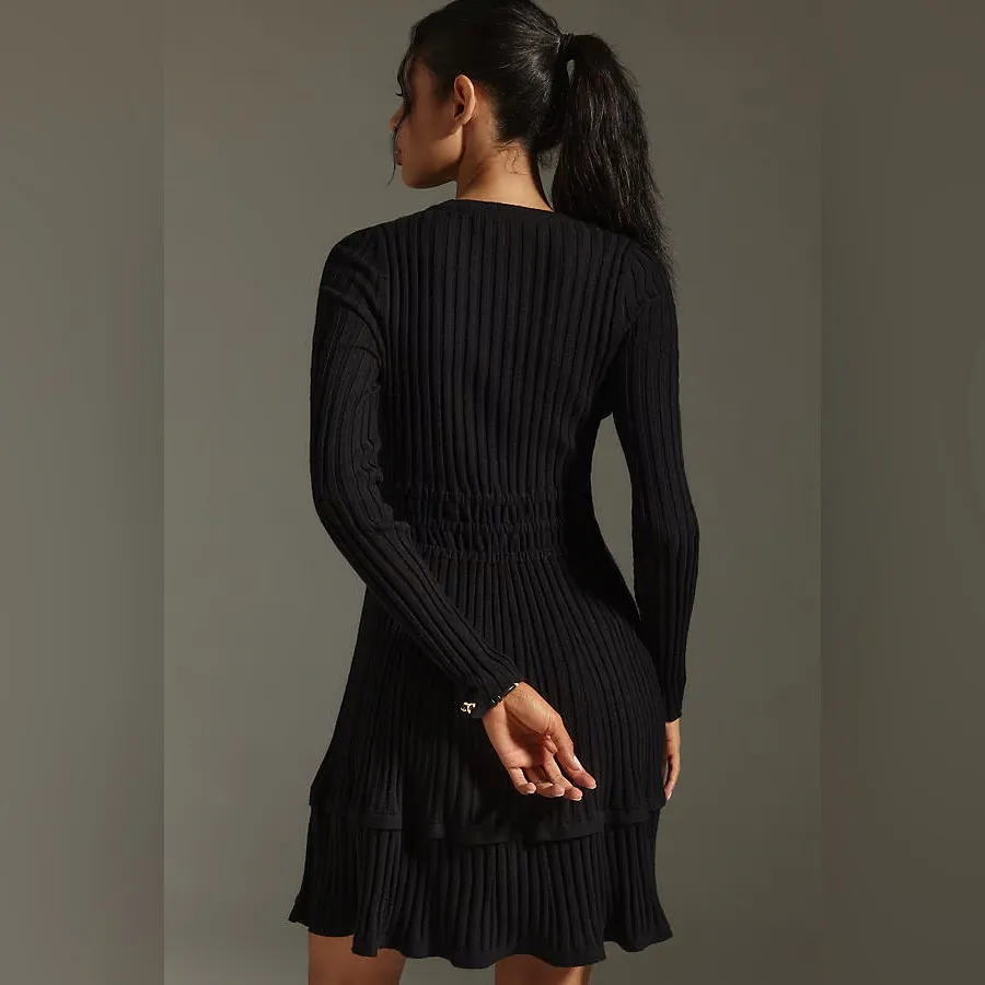 NWT Anthropologie The Sommerset Collection Black Sweater Mini Dress XL - Image 8