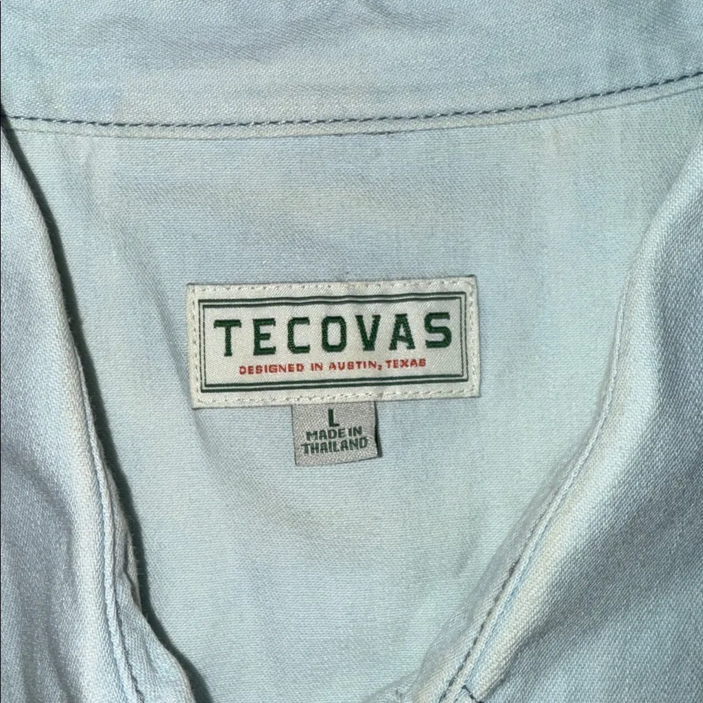 Tecovas Women’s Western Pearl Snap Top Blue Size L - Image 3