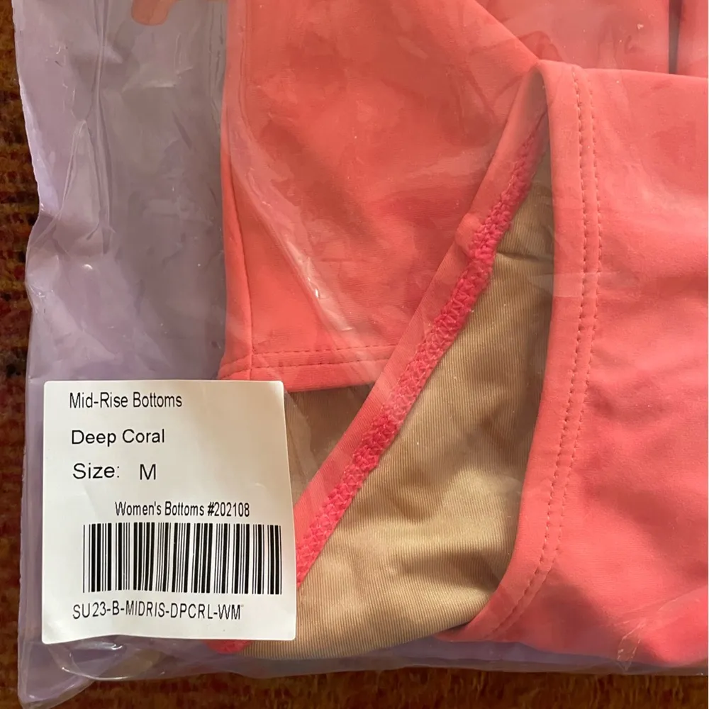 Kortni Jeane Women’s Medium Deep Coral Mid Rise Swim Bottoms New NWT - Image 3