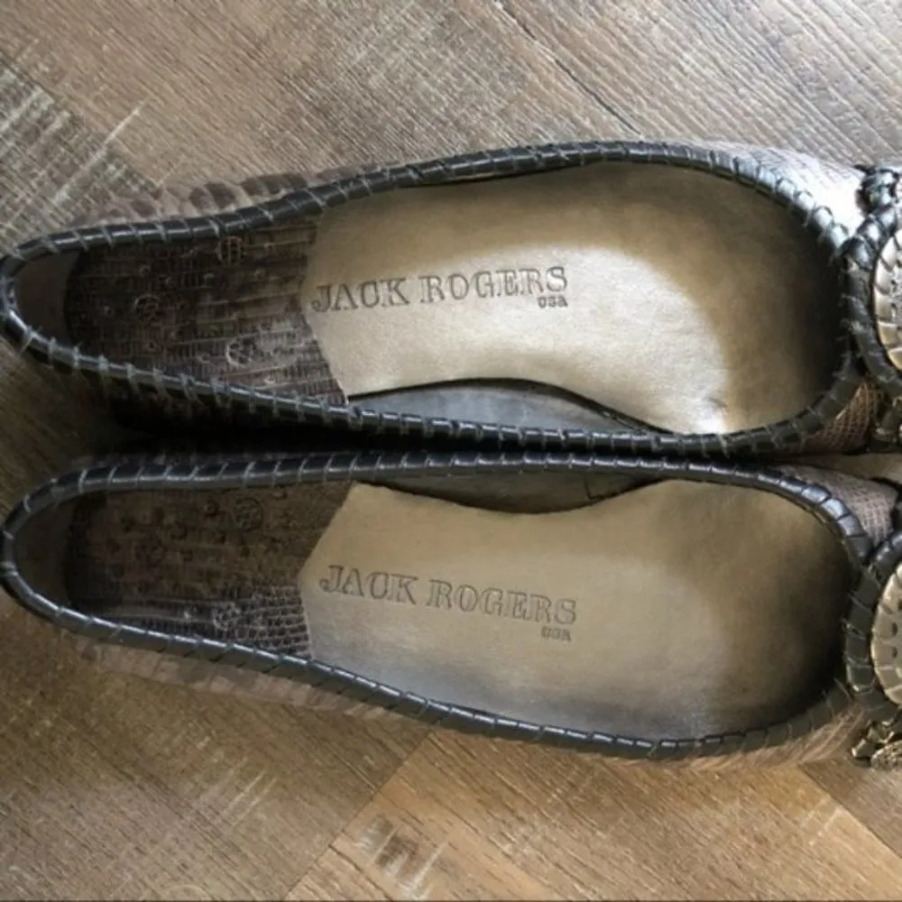 Jack Rogers Dakota Snakeskin Animal Print Coin Medallion Flats 6 - Image 9