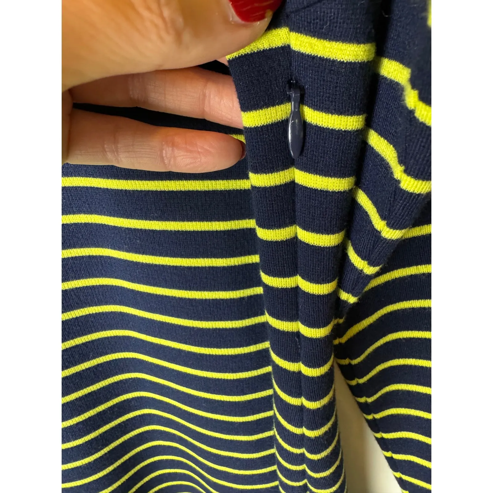 STS‎ Sail to Sable Dress Women Blue Yellow Stripe Crewneck Shift Mini Preppy - Image 9