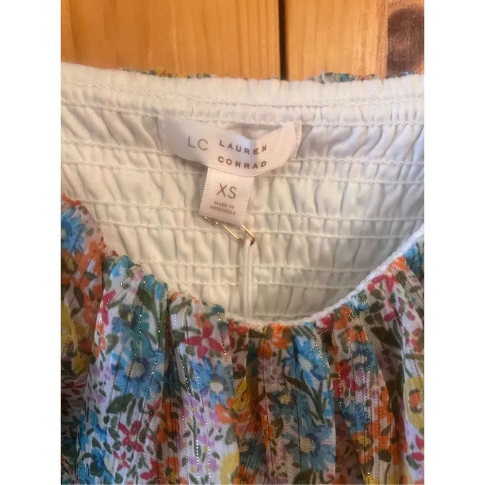 L C Lauren Conrad print Smock ruffled tank size XS NWT (2983) - Image 2