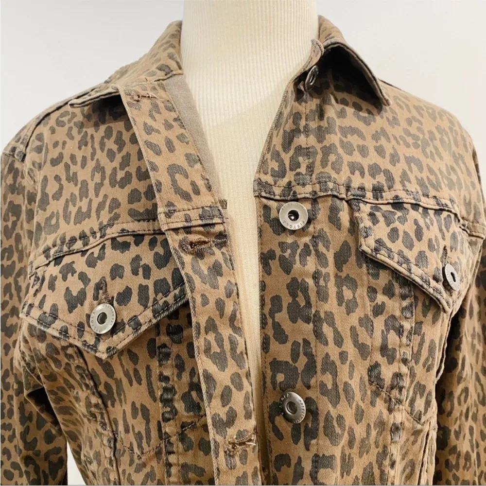 Pistola leopard print raw hem denim jacket - Image 3