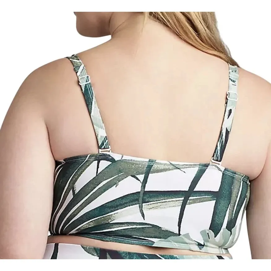 Swim By Cacique Women's Longline Underwire Tie Front Swim Bikini Top Size 42DD Green - Image 11