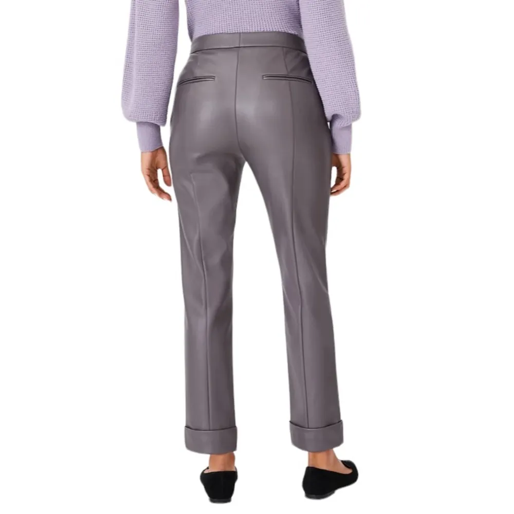 Ann Taylor New  Faux Leather High Waist Ankle Pant in Fresh Graphite size 14T - Image 2