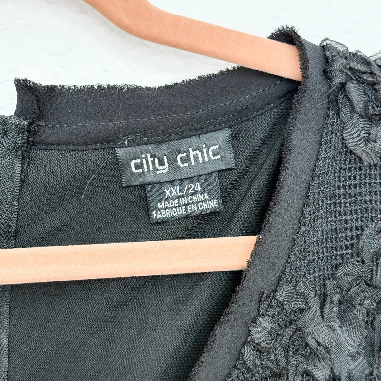 City Chic Womens Top Size XXL Black Floral Applique Mesh‎ Romantic Whimsigoth - Image 3