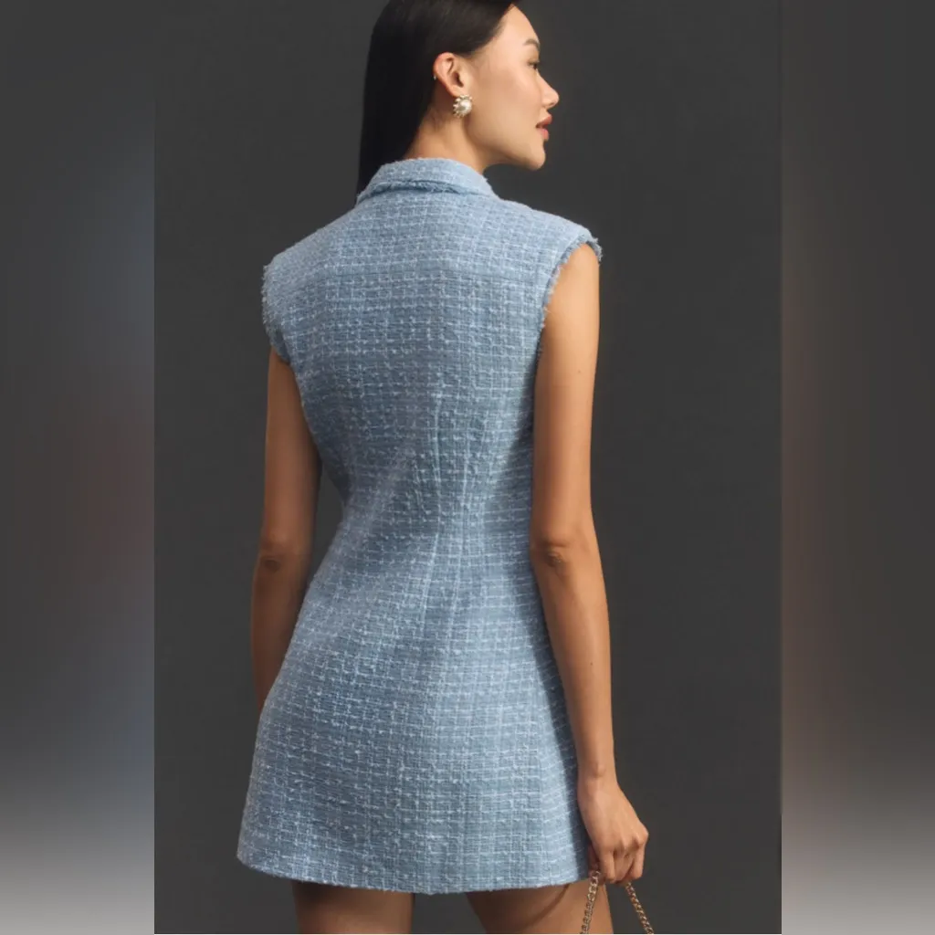 NWOT MAEVE Anthropologie Tweed Sleeveless Blazer Mini Dress, Size 14 - Image 2