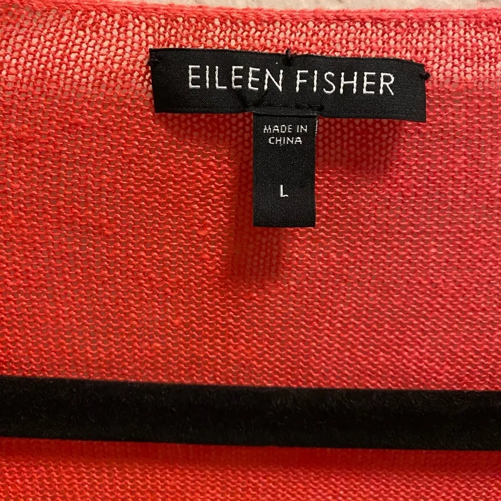 Eileen Fisher Pink Open Front 100% Linen Cardigan Size Large - Image 3