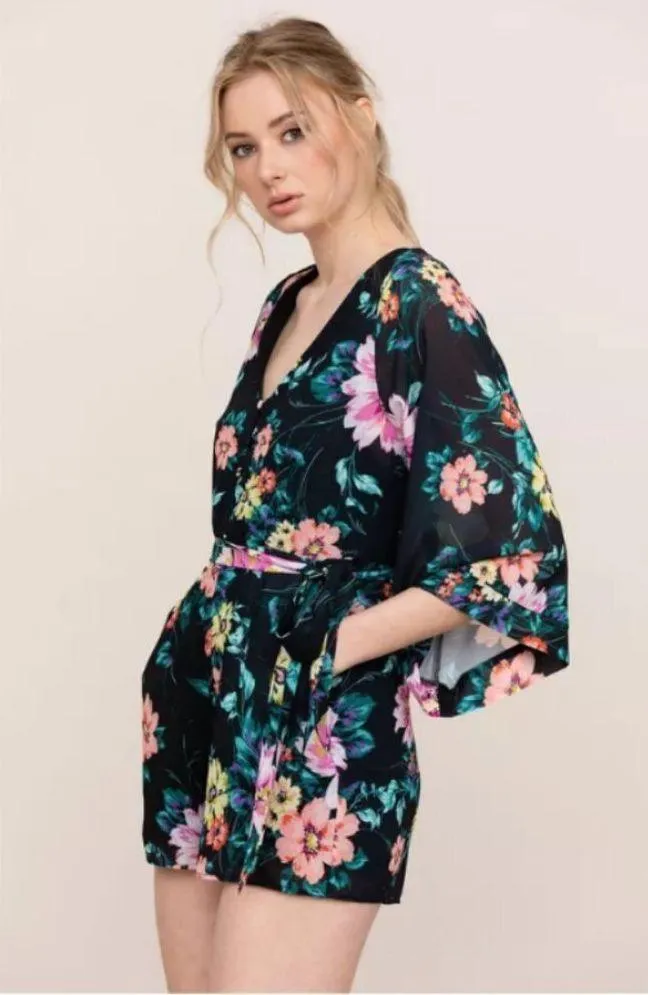 💕YUMI KIM💕 Lotus Floral Romper ~ Wild Rose Black - Image 14