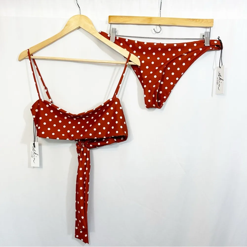 NWT Skin by Same Brick White Polka Dot Bikini Set Size XXL - Image 2