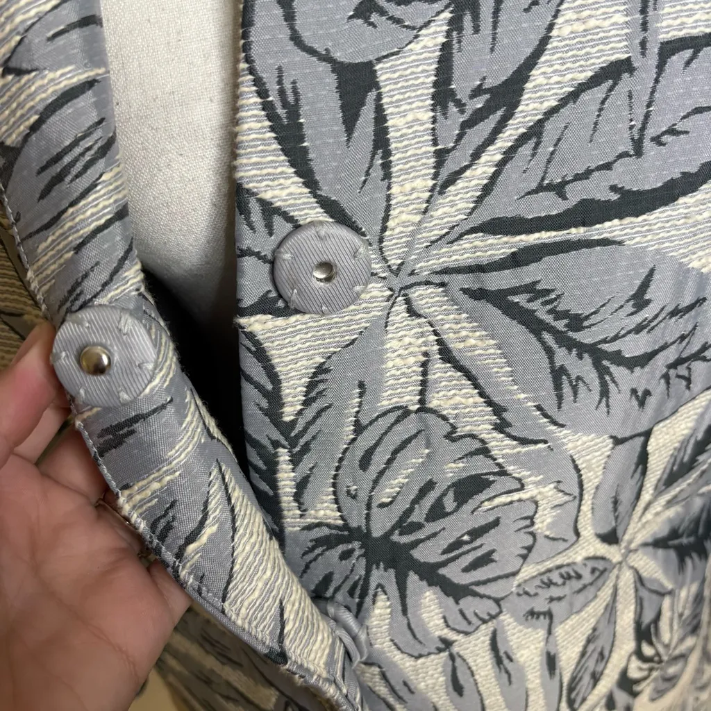 J. MCLAUGHLIN Brienne Leaf Embroidered Long Coat New Size Medium Grey‎ Blue - Image 5