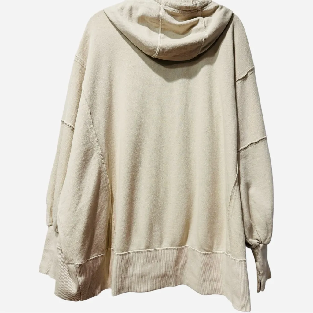 New We the Free Camden Zip Up Hoodie Summer Khaki Cream Oversized Sweatshirt S - Image 6