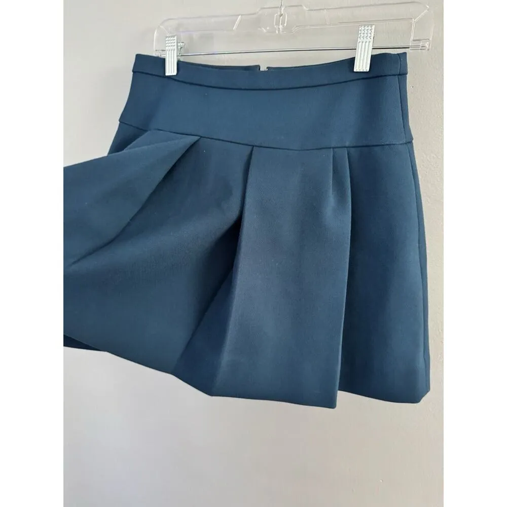 J. Crew Cobalt Blue Box Pleat Crepe Mini Skirt Women’s Size 0 Classic Preppy - Image 4