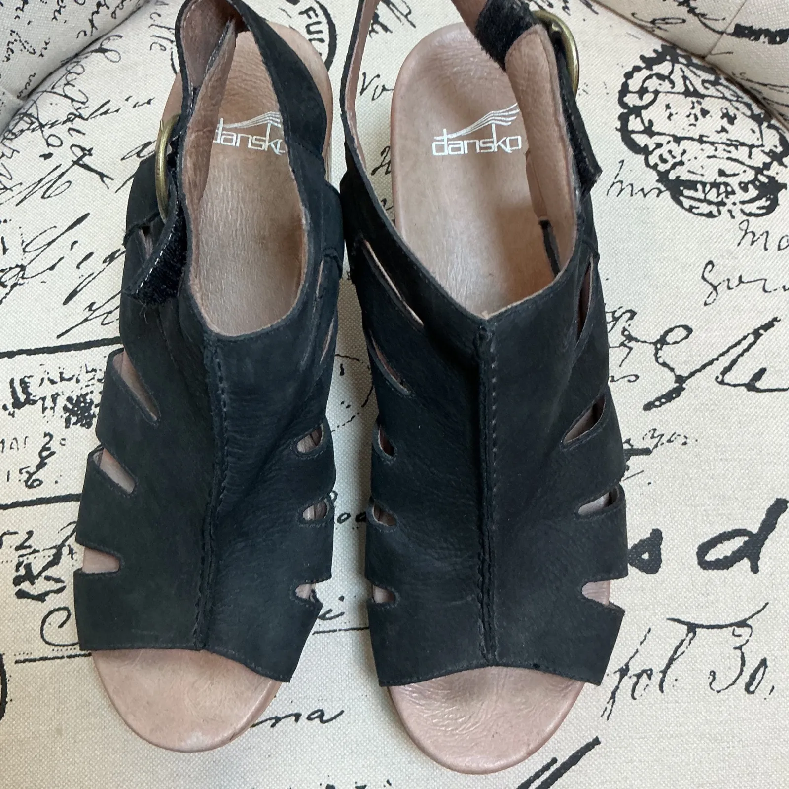 Dansko Demetra Black‎ Block Heel Leather Sandel Wood Platform  Sz EU 41 US sz 10 - Image 3