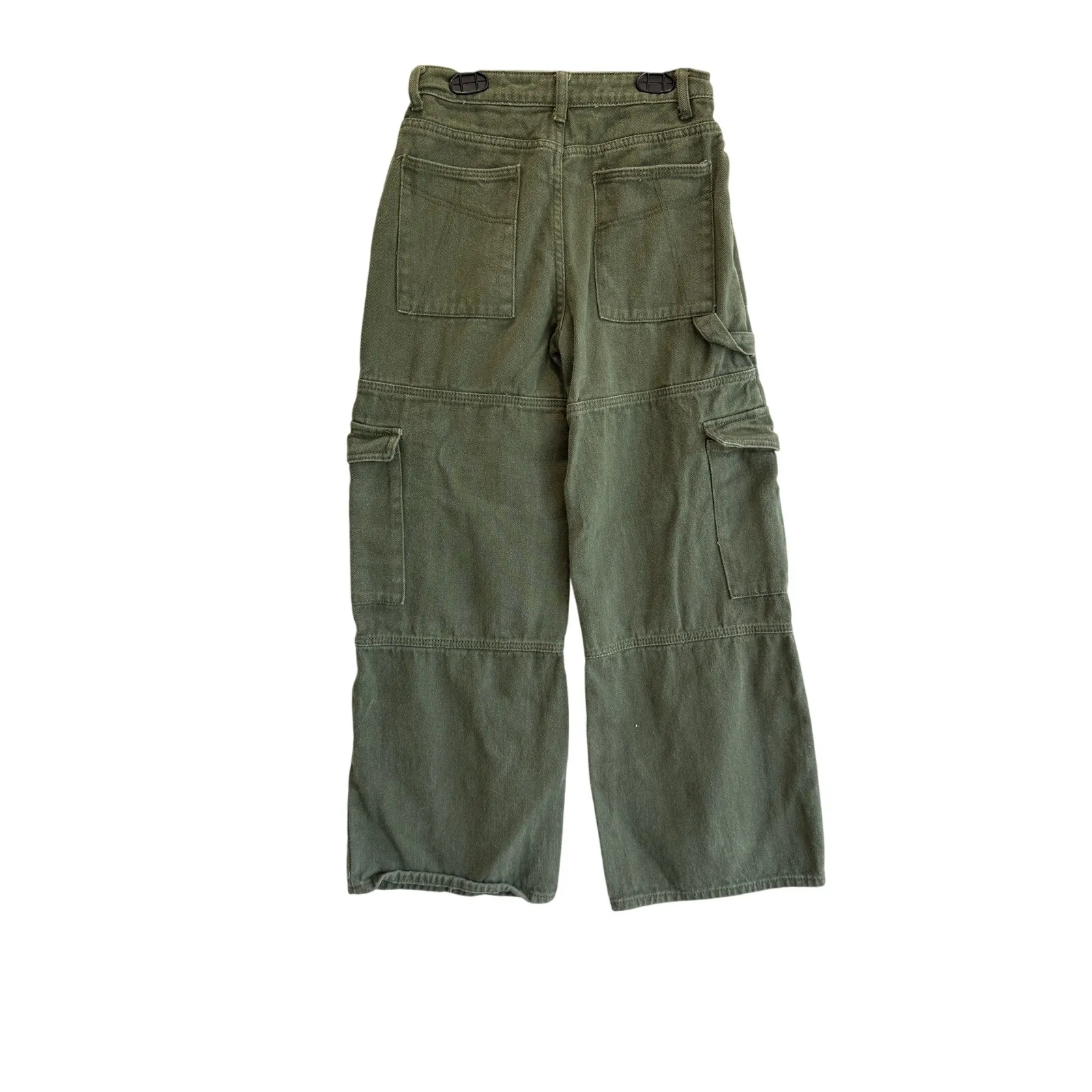 Edikted Cargo Pants Green Wide Leg Utility Pockets High Rise Y2K Streetwear Sz S - Image 2