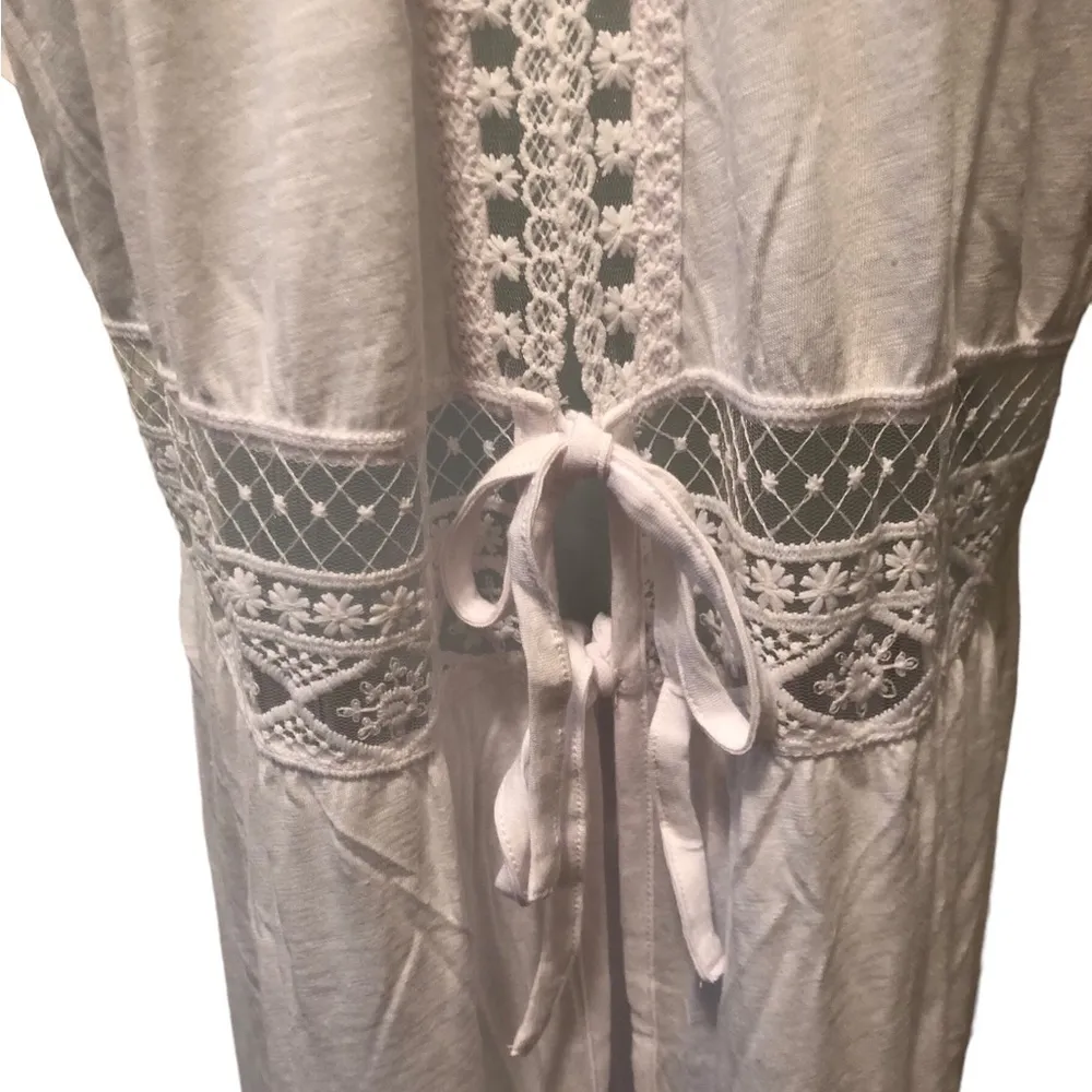 Belle Beach by Kim Gravel Regular Slub Knit Tie Front Cover Up QVC 1X Beach Wear White - Image 8