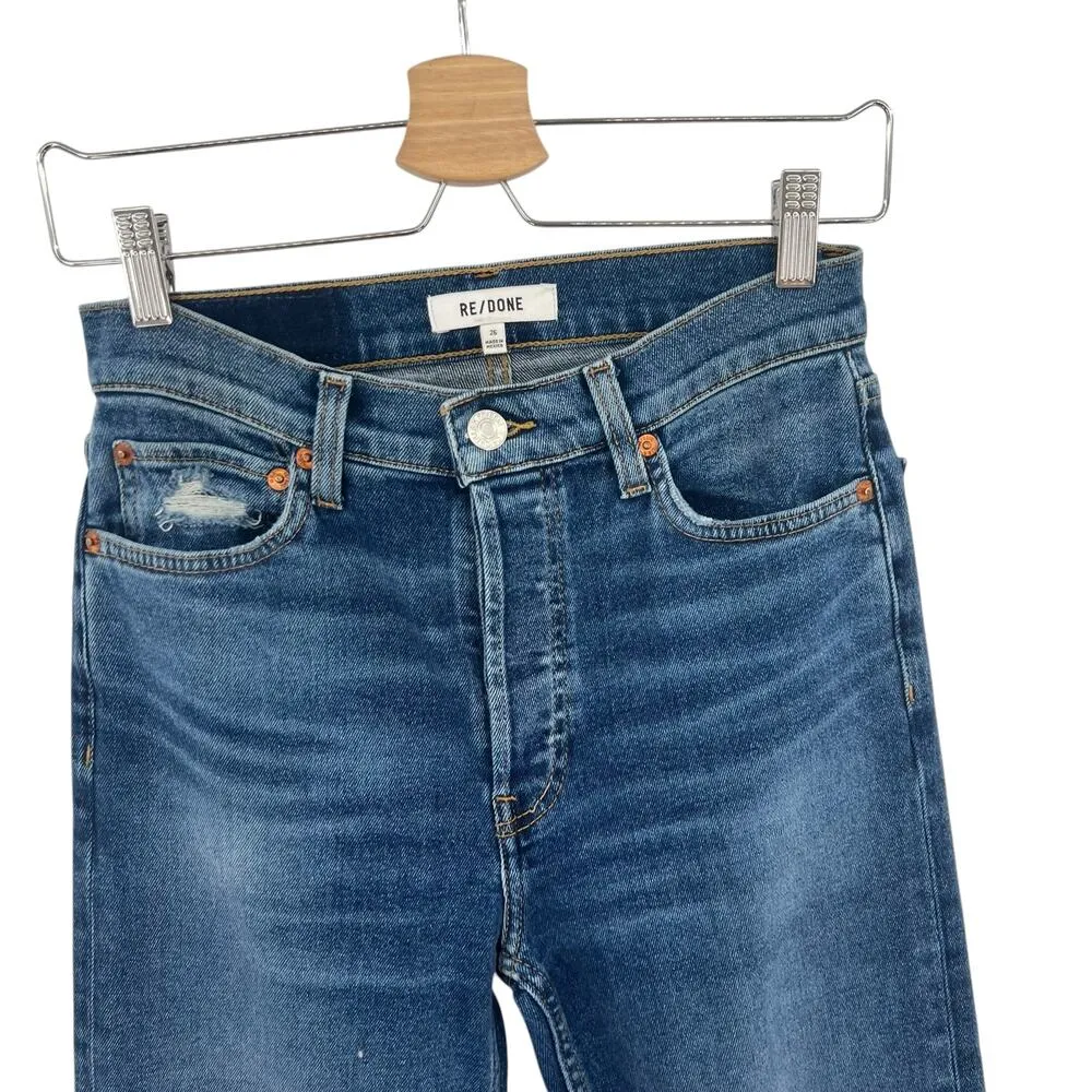 RE/DONE 70s Stove Pipe Jeans Worn True Indigo Blue Denim Size 26 - Image 4