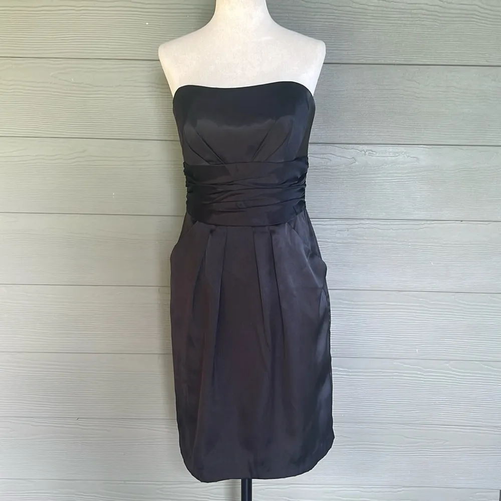 David’s Bridal Short Charmeuse Dress with Ruches Waist - Image 2