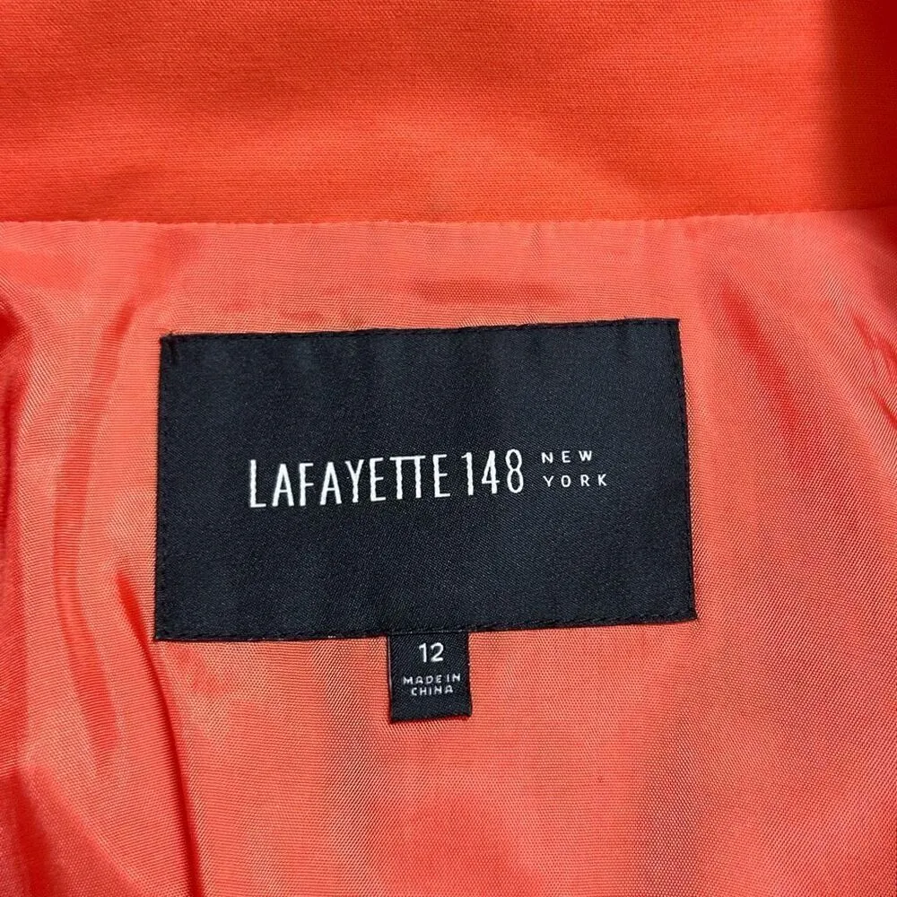 Lafayette 148 New York Orange unlined button up blazer jacket size 12 - Image 5