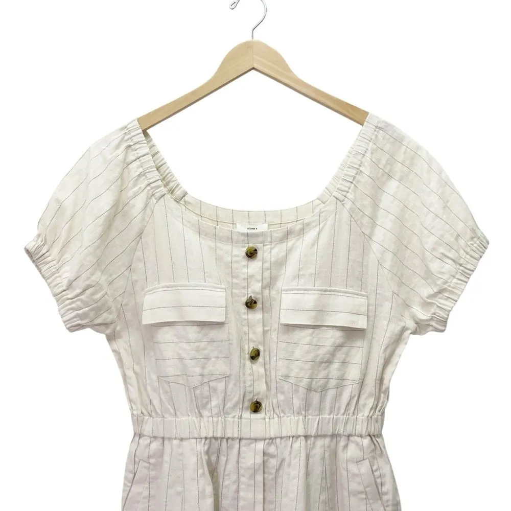 NWT A Loves A Linen Blend Striped Button Front Short Sleeve Dress Size Large NEW - Image 8