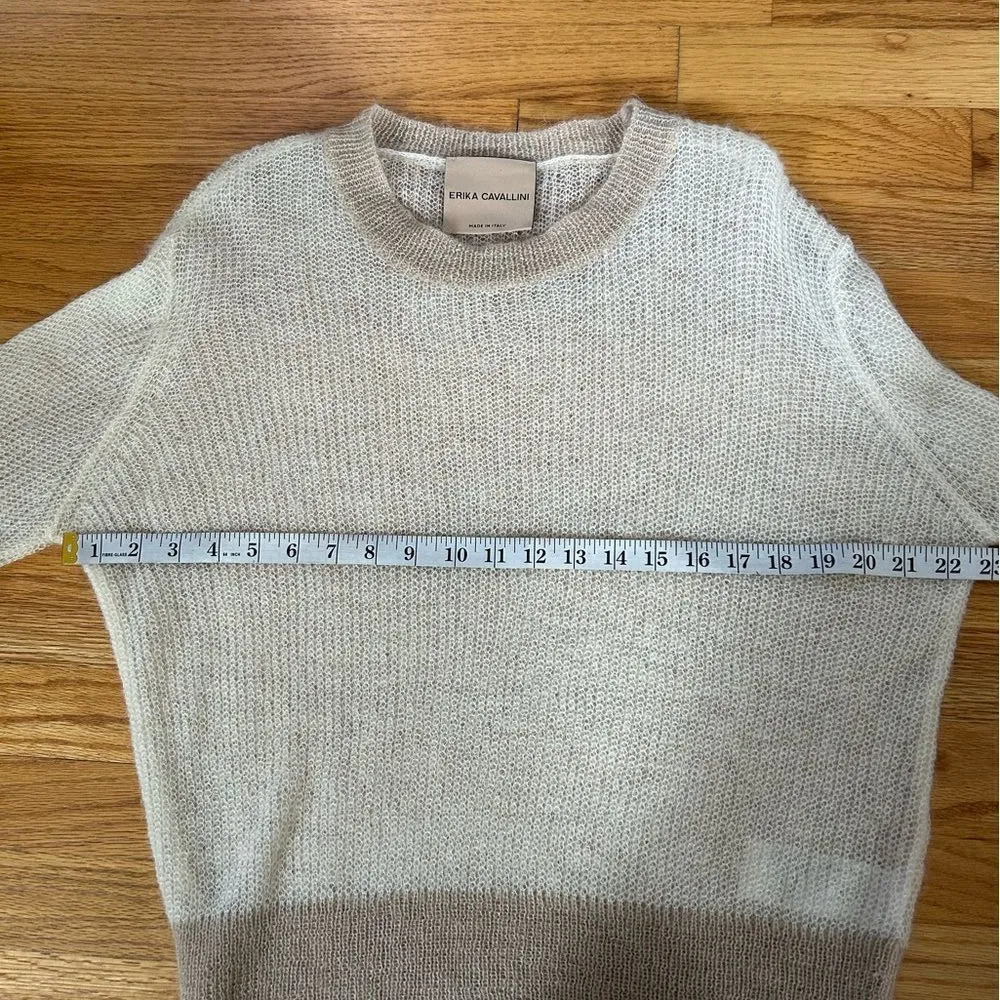 Erika Cavallini Italy Cream Tan Lightweight Crewneck Sweater Size Medium - Image 6