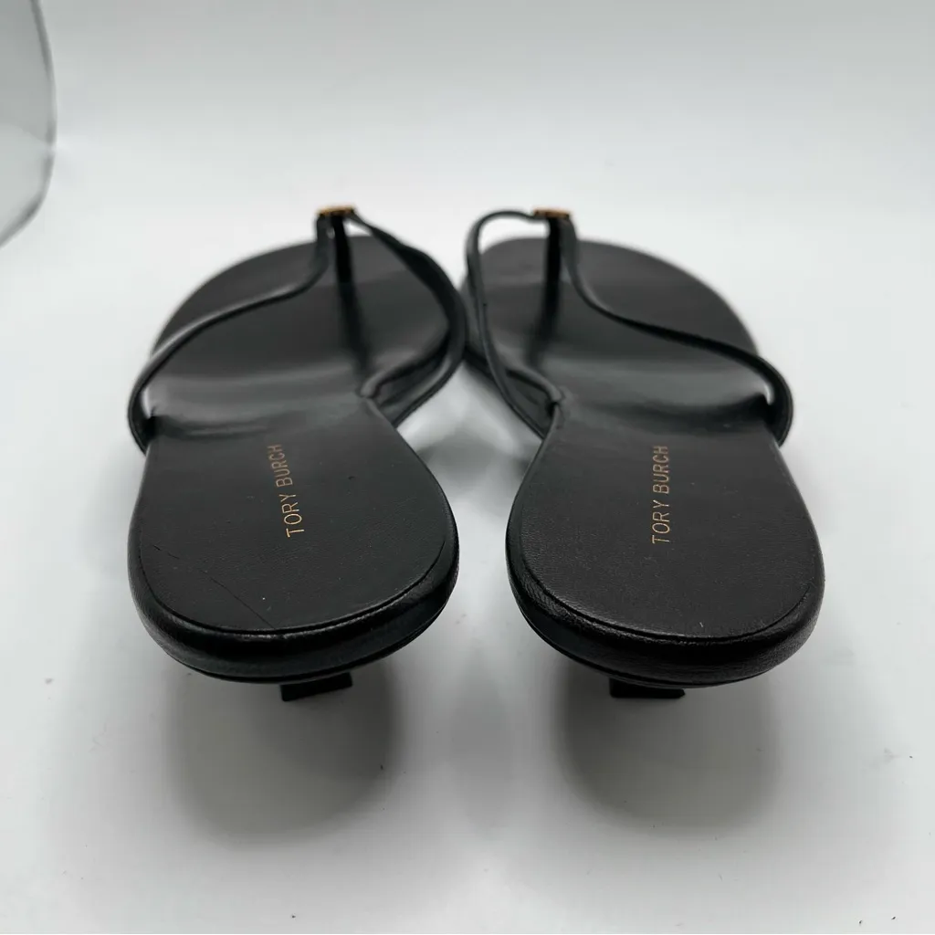 NWOB Tory Burch Capri 35 leather thong sandals kitten heel black leather 6.5-7M - Image 6