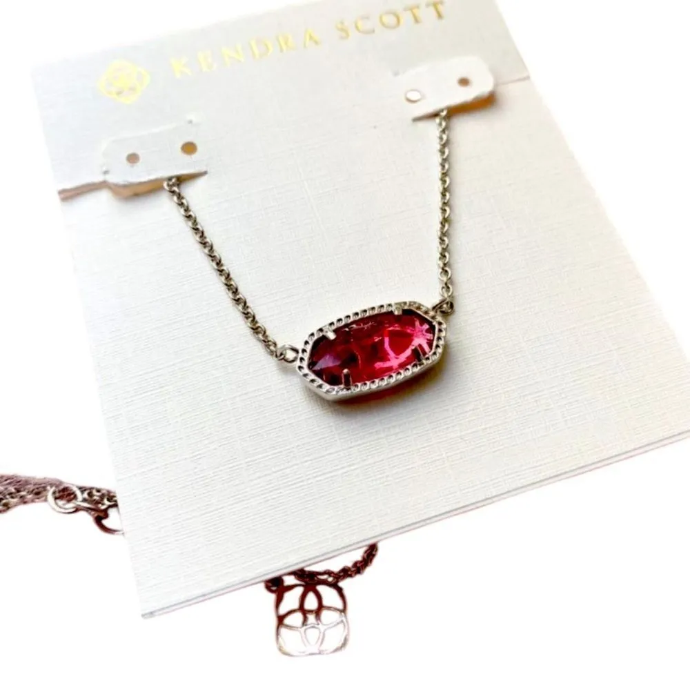 NWOT Kendra Scott Elisa Silver Pendant Necklace in Berry‎ Glass - Image 2
