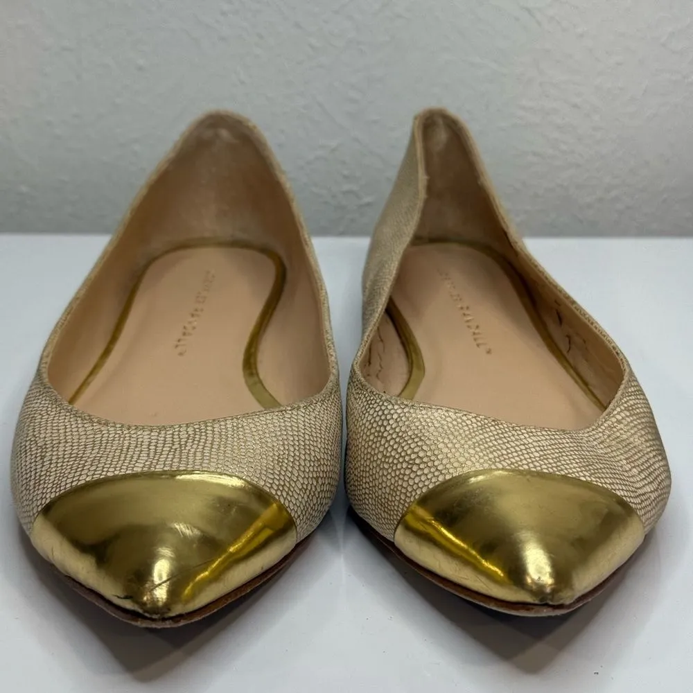 Loeffler Randall Gold Patent Leather Cap Toe Flats Size 6.5 - Image 2