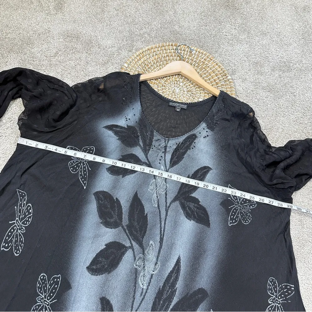 Greater Good Womens Midnight Butterfly Long Sleeve Tunic Top Goth in Black 3X/4X Size undefined - Image 13