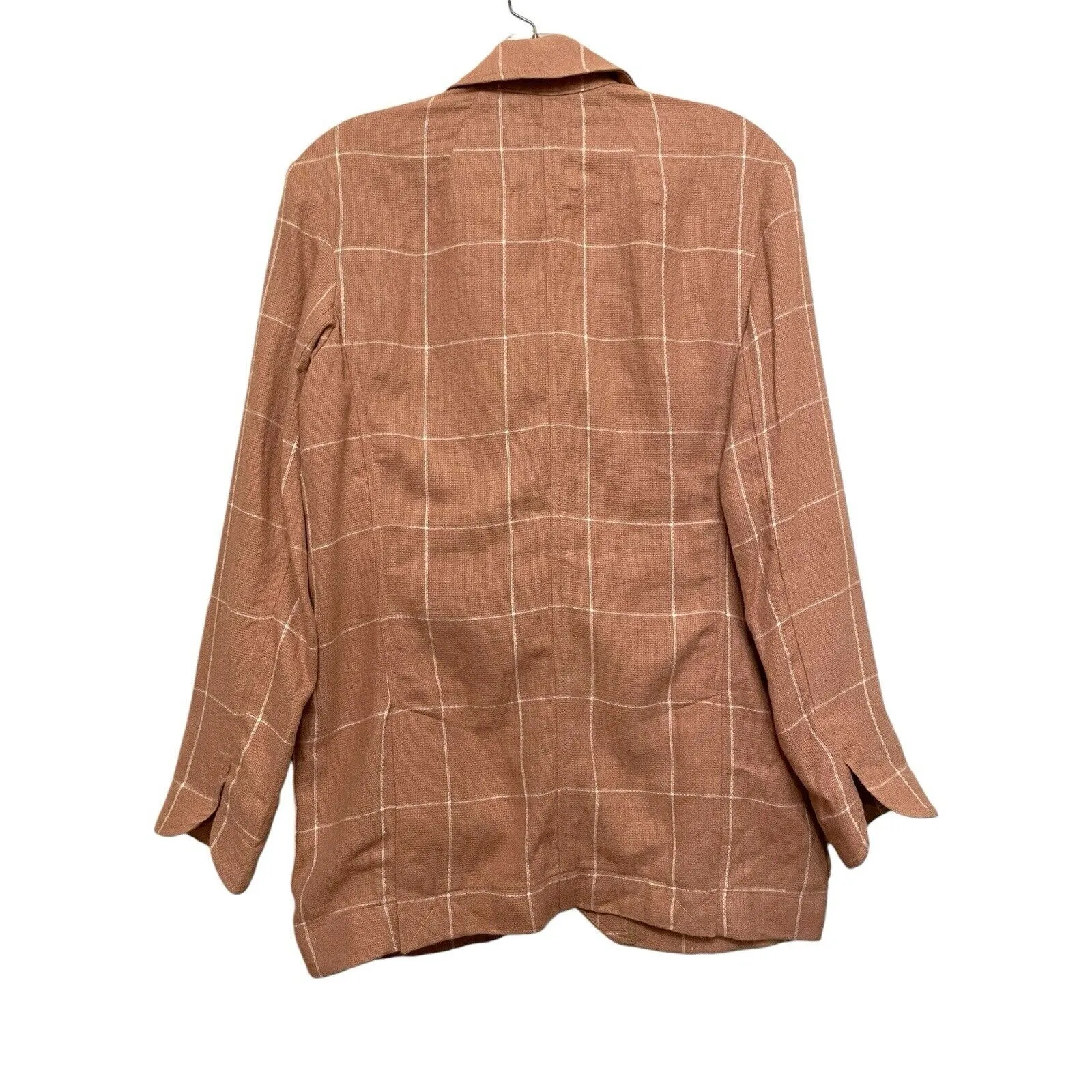 Madewell Breezewoven Larsen‎ Blazer Women Size XS Linen Windowpane Sandstone NWT - Image 3