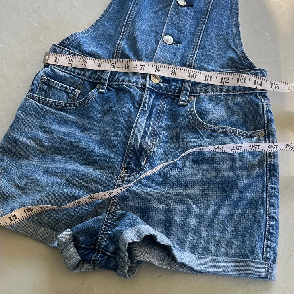American Eagle Outfitters Blue Denim Mom Shortall Romper Size 4 - Image 6