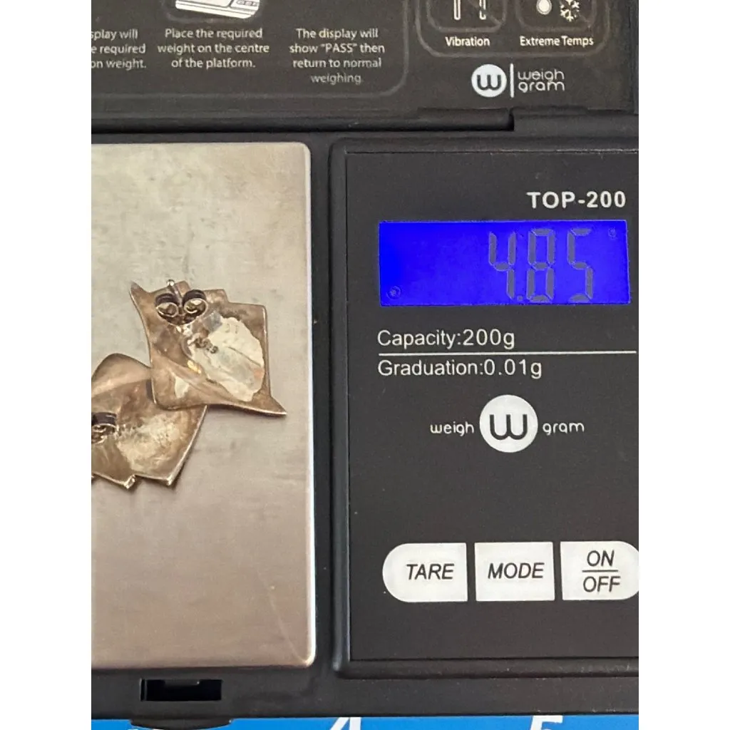 Vtg Sterling Silver Marcasite Leaf Pierced Earrings Fan MCM 1" Estate 4.85g READ - Image 7