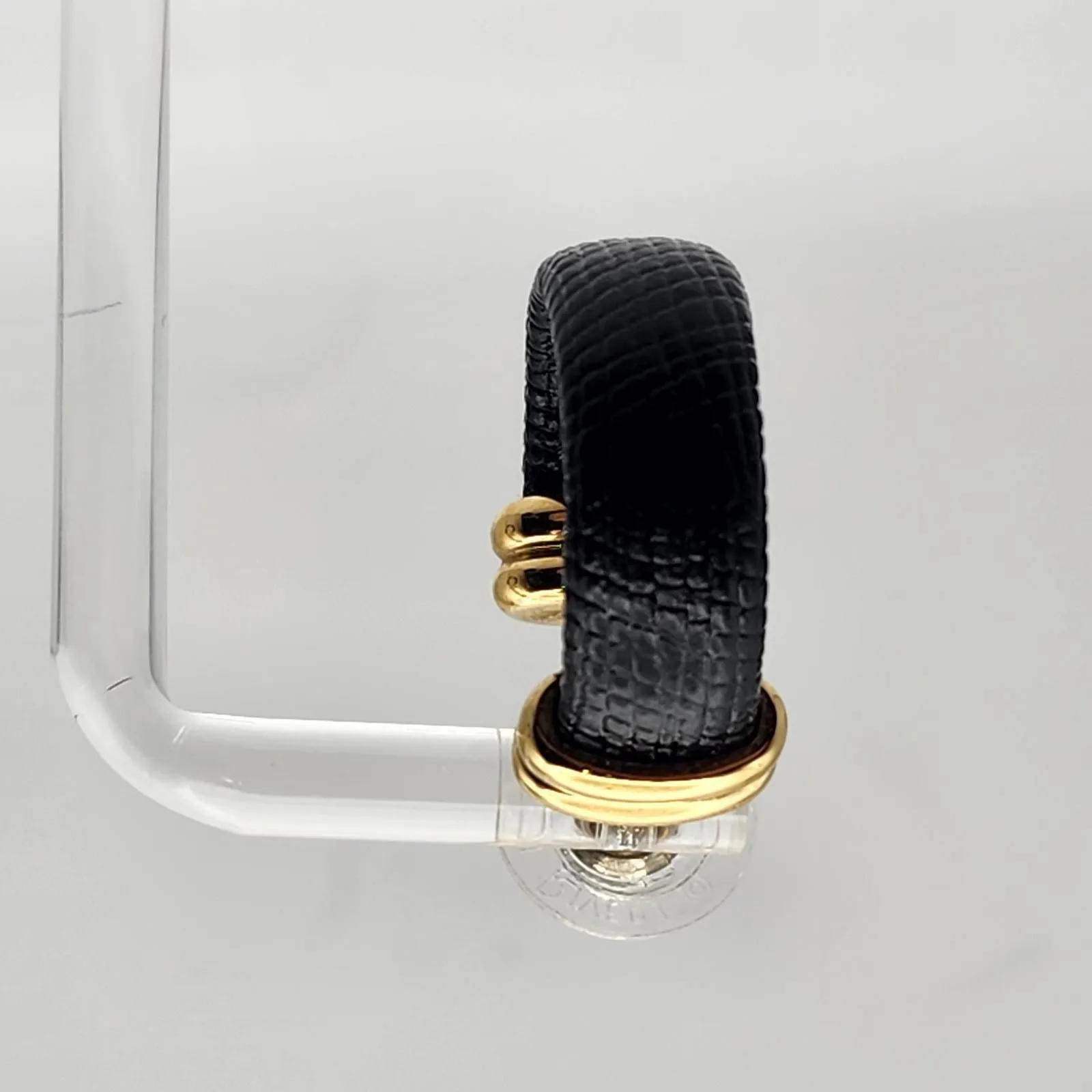 Joan Rivers Black Snakeskin Textured Hoop Earrings with Gold Accents - Image 3