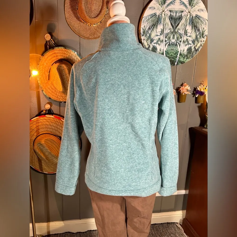 Teal Fleece Pullover with Long Neck & Wool Blend Ribbed Sides M/L - Image 7