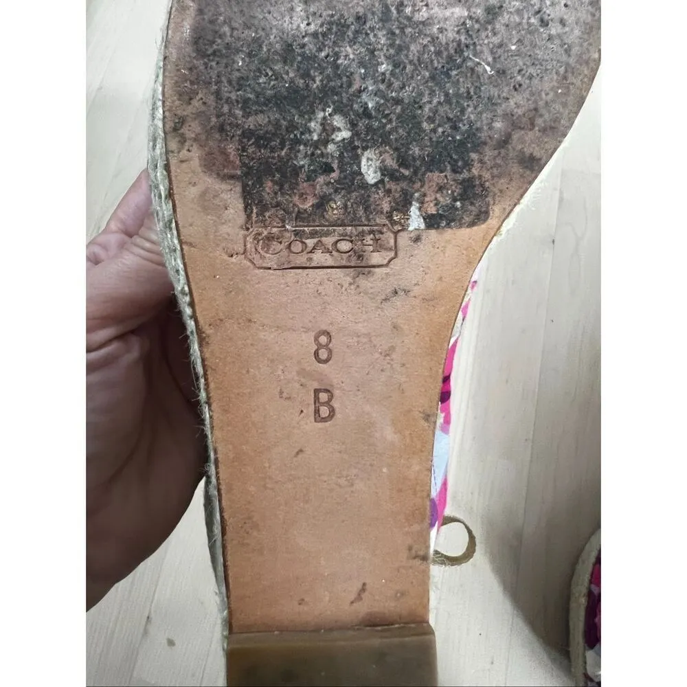 Coach Maritza Pink Purple Printed Slingback Platform Wedge Size 8B Open Toe - Image 8