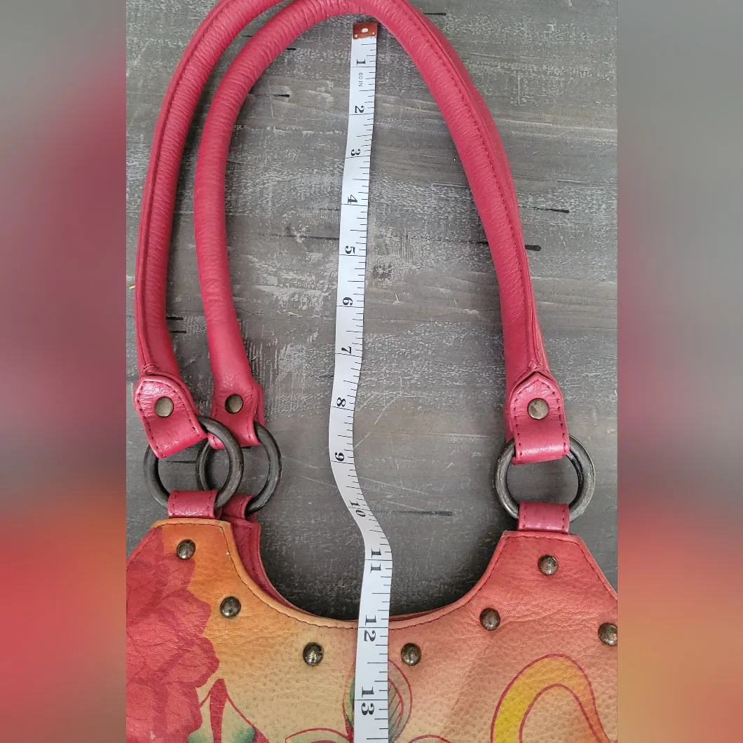 Anuschka Red Dahlia Leather Shoulder Bag - Image 14