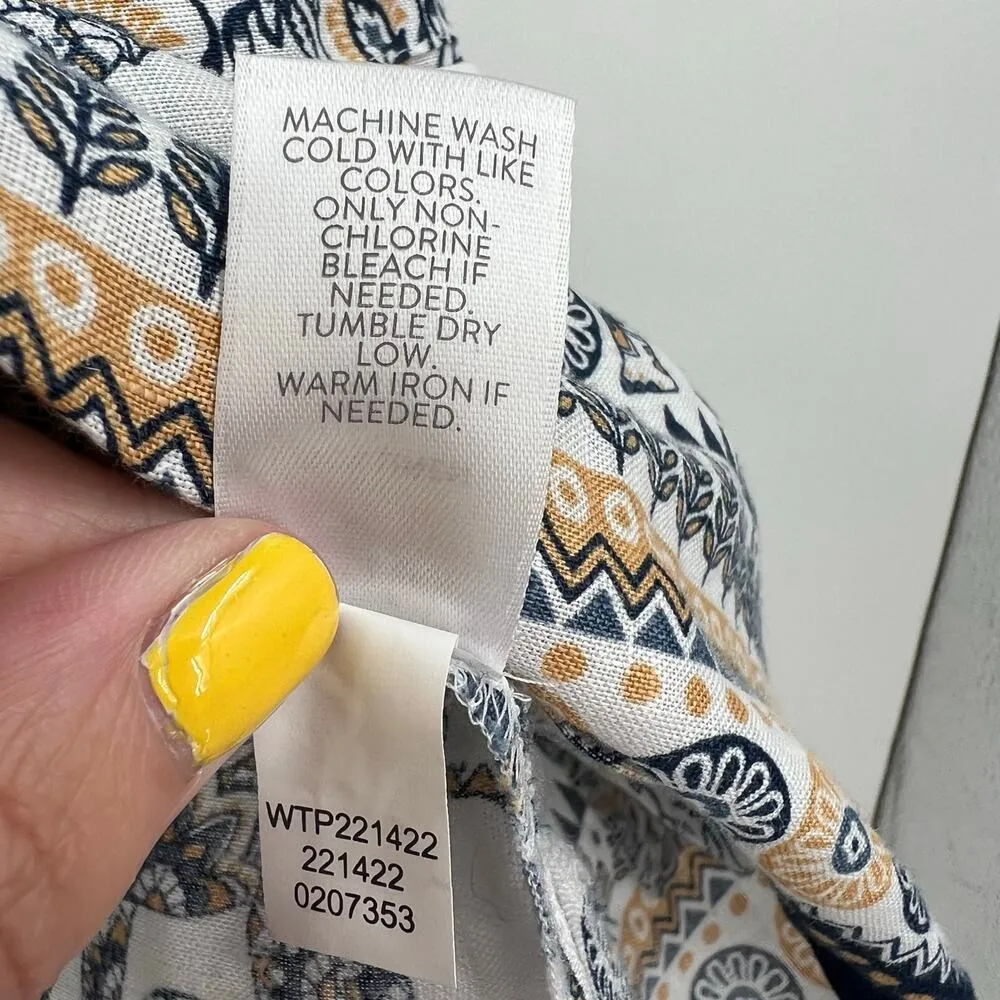 J. Jill 100% linen Sleeveless Tunic Top elephant floral print boho large petite - Image 7